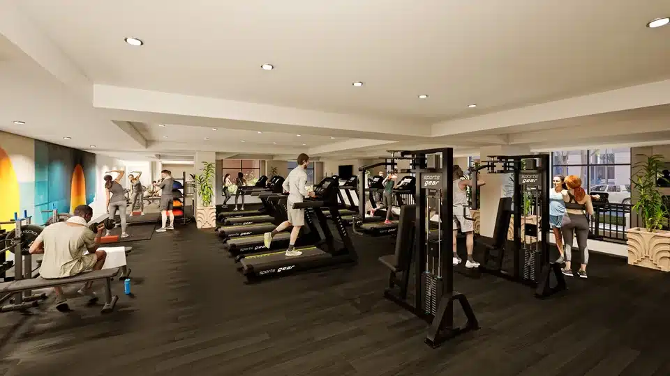 Brooks Street Gym fitness centre at Luminary with treadmills and weight machines