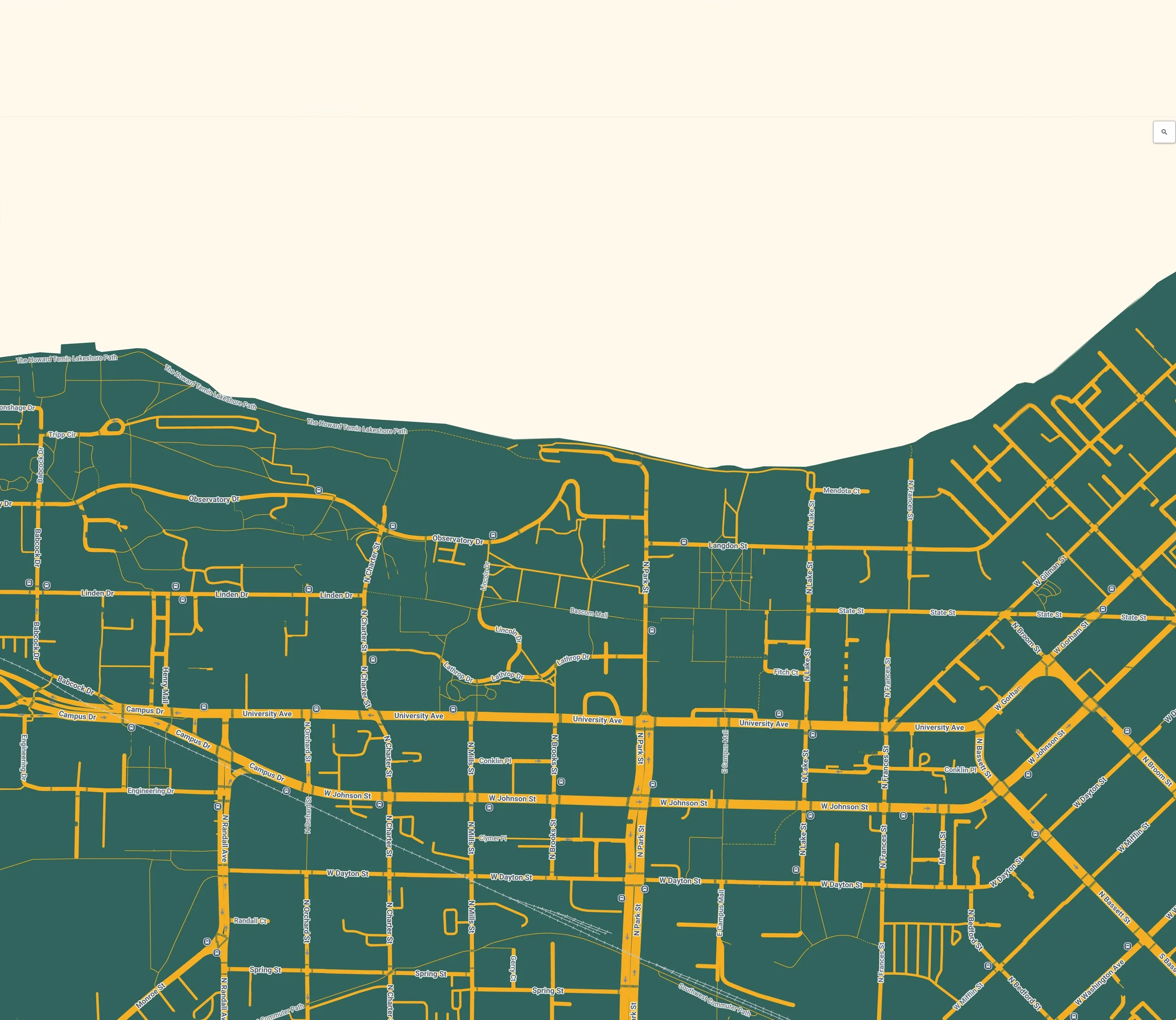 Illustrated map of the neighborhood around the property. The numbered markers on the map match the numbered landmarks listed below it.